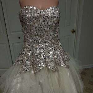 Steppin' Out Cream and Silver Sequin Dress